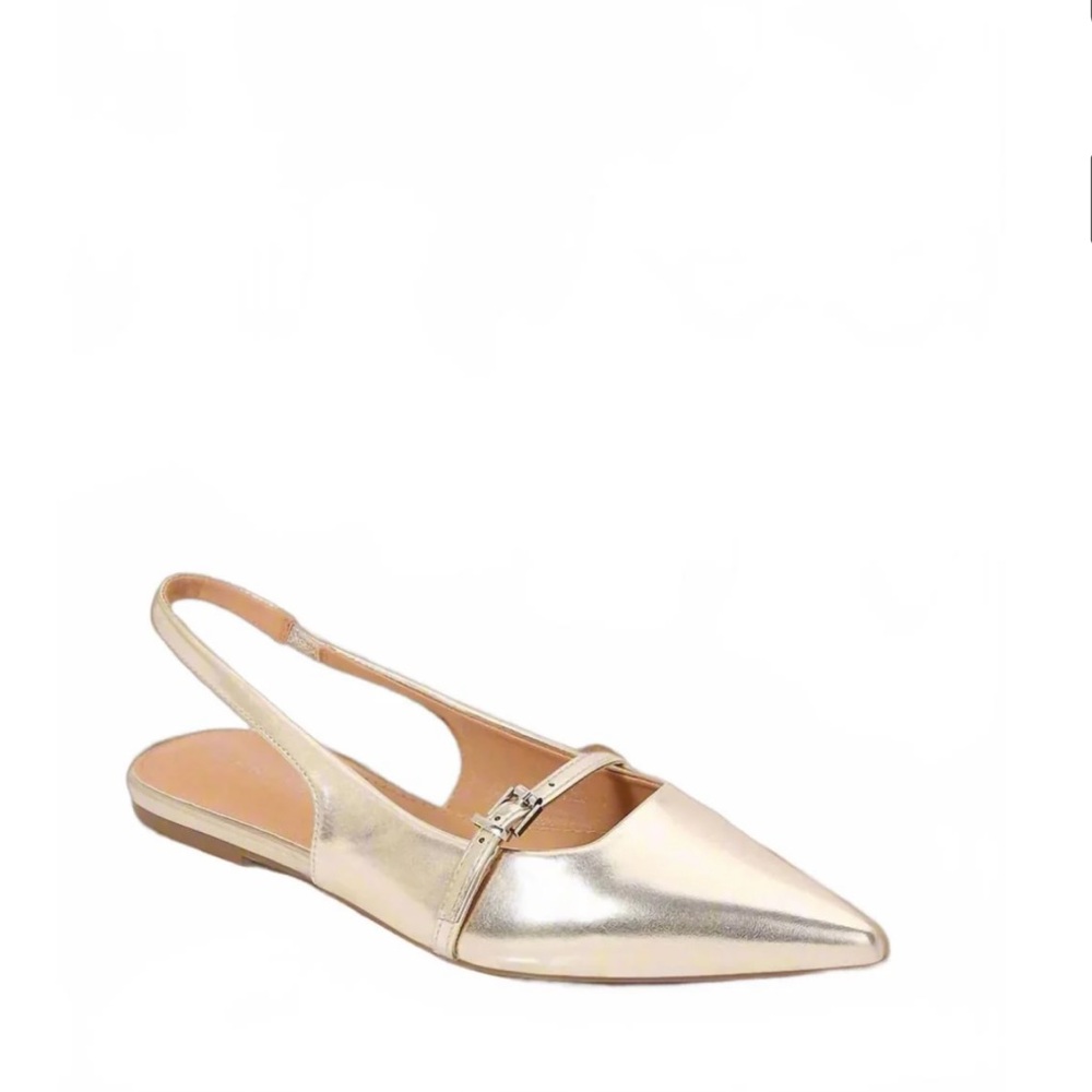 Elegant Gold Metallic Slingback Flats